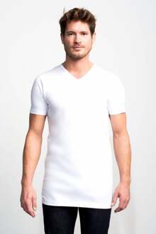7800 - 2-pack Heren T-shirt V-Hals Extra Lang Wit Basic Fit - 4XL