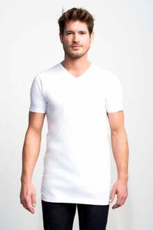 7800 - 2-pack Heren T-shirt V-Hals Extra Lang Wit Basic Fit - L