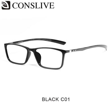 7G Carbon Fiber Brillen Frame Voor Mannen Bijziendheid Verziendheid Leesbril Licht Optische Glazen T1316 C01 zwart