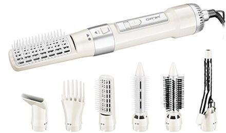 7in1professional Air Styler Brush Föhn Blow Met Nozzles Kam Krultang Roll Styling Föhn Borstel Rechttrekken