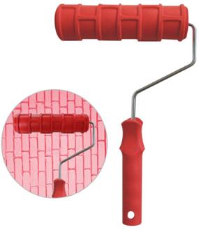 7Inch Graan Patroon Handvat Verf Rubber Roller Thuis Kantoor Winkel Muur Verf Tool Diy Reliëf Verf Roller Home Decor accessoires