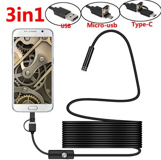 7Mm Type C Usb Mini Endoscoop Camera Flexibele Harde Kabel Snake Borescope Inspectie Camera Voor Android Smartphone Pc 1.5m / zacht kabel