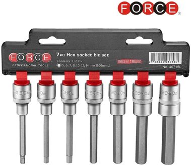 7pc 1/2"DR. Hex socket bit set (100mmL) 40715L