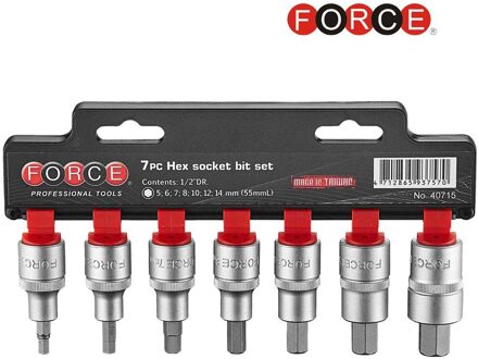 7pc 1/2"DR. Hex socket bit set 40715