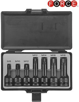 7pc 1/2"DR. Spline impact socket bit set 40713