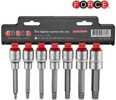 7pc 1/2"DR. Spline socket bit set (100mmL) 40716L
