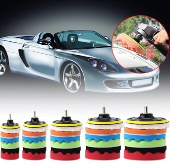 7Pc 3/4/5/6/7 ''Auto Polijstmachine Polijstmachine Wassende Buffing Wollen & spons Pads Kit 5 duim