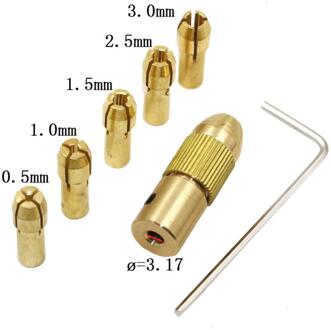 7Pcs 0.5-3Mm Boor Chuck Spantangen Set Van Quick Chuck Voor Mini Gereedschappen Koperen Boor Map koper Cap Boor Spantang Elektrische Tool
