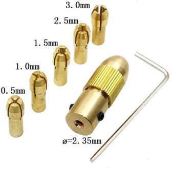 7Pcs 0.5-3Mm Mini Boor Klauwplaten Adapter Spantangen Quick Chuck Voor Mini Gereedschappen Koperen Boor Map Koper cap Axis Boor Spantang Gereedschap 2.35 mm