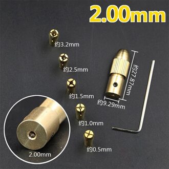 7Pcs 0.5-3Mm Mini Boor Klauwplaten Adapter Spantangen Quick Chuck Voor Mini Gereedschappen Koperen Boor Map Koper cap Axis Boor Spantang Gereedschap 2 mm