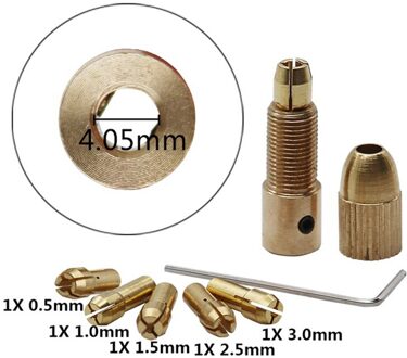 7Pcs 0.5-3Mm Mini Boor Klauwplaten Adapter Spantangen Quick Chuck Voor Mini Gereedschappen Koperen Boor Map Koper cap Axis Boor Spantang Gereedschap 4.05 mm