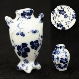 7Pcs 1/12 Dollhouse Miniatuur Meubels Blauw Wijnstok Keramische Vaas Thuis Ornamenten