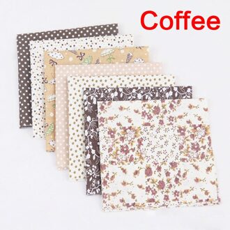 7Pcs 25*25Cm Diverse Bloemen Bedrukte Vierkante Katoenen Doek Naaien Quilten Stof Voor Patchwork Handwerken Diy Handgemaakte materiaal Donkerbruin