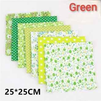 7Pcs 25*25Cm Diverse Bloemen Bedrukte Vierkante Katoenen Doek Naaien Quilten Stof Voor Patchwork Handwerken Diy Handgemaakte materiaal groen