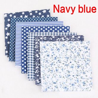 7Pcs 25*25Cm Diverse Bloemen Bedrukte Vierkante Katoenen Doek Naaien Quilten Stof Voor Patchwork Handwerken Diy Handgemaakte materiaal marine blauw
