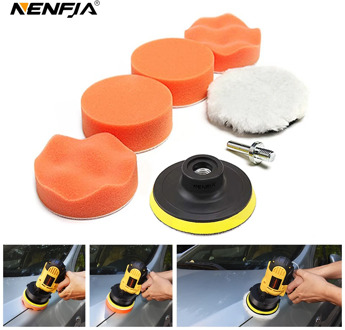 7pcs 3" Car Sponge Polishing Pad Set Polishing Buffer Waxing Adapter Drill Kit for Auto Body Care Headlight Assembly Repair