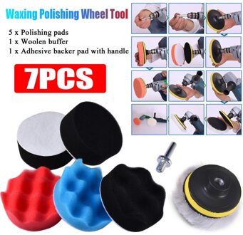 7Pcs 8Cm Polijsten Buffing Pad Kit Voor Auto Polijsten Wiel Kit Buffer Met Boor Adapter Auto Verwijdert krassen