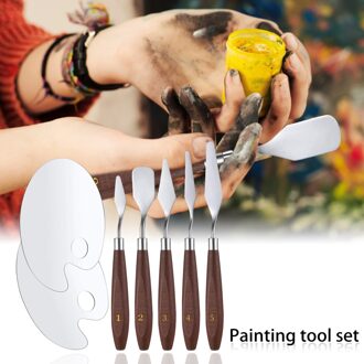 7Pcs Acryl Zuur Verf Set Spatel Palet Schilderij Gereedschap Kit Geschikt Voor Schrapen Mengen Verspreiden En Smeren