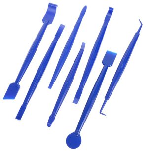 7Pcs Auto Styling Vinyl Carbon Fiber Window Ice Remover Cleaning Wassen Auto Schraper Met Vilt Zuigmond Tool Film wikkelen Blauw