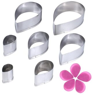 7Pcs Bloemblaadje Rose Bloem Cookie Biscuit Snijden Sterven Cutters Brood Maken Bakvorm Fondant Mold Biscuit Craft Diy familie