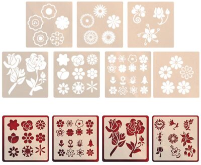 7Pcs Bloemen Serie Schilderen Stencils Craft Diy Tekening Templates (Willekeurige Stijl)