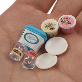 7Pcs Dollhouse Miniature Yogurt ice cream Milk Egg Pudding Cup Toys Doll Food Miniatura Kitchen Accessories
