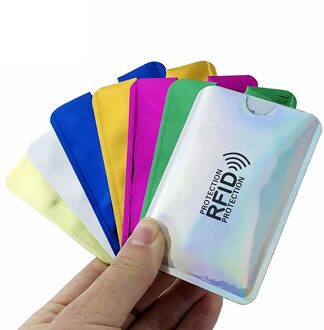 7Pcs Gemengde Kleur Aluminium Folie Anti Scan Card Sleeve Rfid Blocking Kaarthouder Portemonnee Nfc Reader Lock Protector