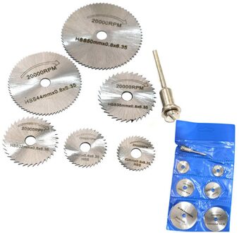 7Pcs Hss Rotary Circulaire Zaagbladen Tool Slijpschijven 3.2Mm Doorn Set G10