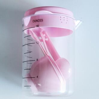 7Pcs Maatbeker Container Set Inbegrepen Uitloop En Stapelbaar Lepels Schaal Tonen Voor Bakken Koken roze