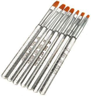 7Pcs Nail Borstels Acryl Flat Uv Gel Builder Brush Nail Art Tips Schilderen Pen Glitter Acryl Handvat Salon diy Nail Tool