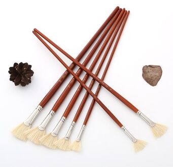 7pcs Oil Paint Brushes Set Professional Fan Brush for Painting with Hog Bristle Natural Hair and Long Wood Handle Artist Fan Brushes for Acrylic / Watercolor Painting