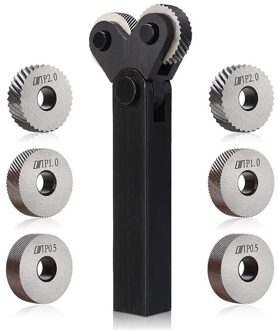 7Pcs Opruwen Tool 0.5/1/2Mm Diagonaal Dual Wiel Lineaire Knurl Set Stalen Draaibank Cutter Wiel opruwen Gereedschaphouder Kookplaat Set Mooie
