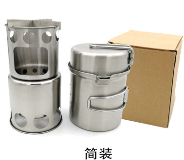 7pcs Outdoor Camping Koken Set Draagbare Kachel Camping Kookgerei Potten Kom Fornuis Picknick BBQ Reizen 1-2Person oranje