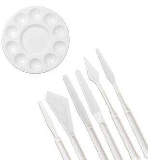 7Pcs Plastic Palet Cutter Schraper Spatel Set Voor Schilderen Olie Acryl Gouache D08D