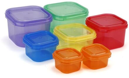 7Pcs Plastic Transparante Draagbare Voedsel Container Reizen Picknick Voedsel Opslag Dozen Lunchbox Keuken Tool Voedsel Container