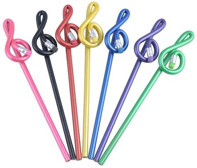 7Pcs Potlood Set Schrijven Tekening Schets Schilderen Niet Giftig Potloden Cartoon Muzieknoot Vorm Voor Scholieren Briefpapier hout