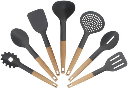 7Pcs Set Keuken Nylon Kookgerei Gebruiksvoorwerp Set Kookgerei Soeplepel Turner Pollepel Pasta Lepel Hittebestendig Non-Stok Gebruiksvoorwerpen