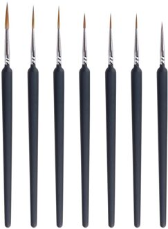 7Pcs Wolf Borstels Set Voor Detail Art Schilderen Dunne Haak Lijn Pen Acryl Aquarel Olie Gouache Tekening Art pen 3Pcs A2 Chocolade