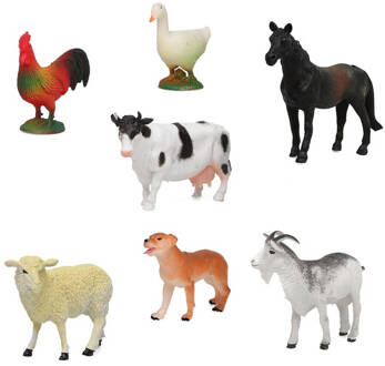 7x Plastic Boerderij Dieren Speelgoed Figuren 9 Cm Voor Kinderen - Speelfigurenset