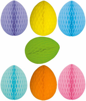 7x stuks hangende paaseieren deco versiering van papier 10 cm