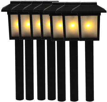 7x Tuinlamp zonne-energie fakkel / toorts met vlam effect 34,5 cm - sfeervolle tuinverlichting - prikker / lantaarn