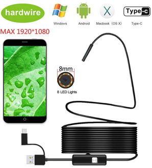 8.0mm Endoscope Camera 1080P HD USB Endoscope with 8 LED 1/2/5/10M Flexible Cable Waterproof Inspection Borescope for Android PC