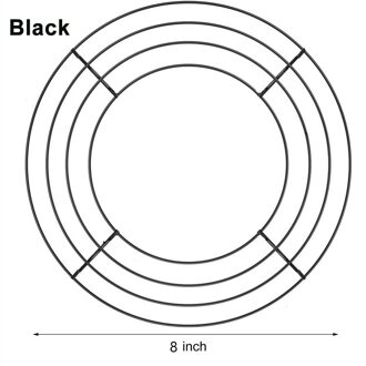 8/10/12/14Inch Draad Krans Frame Draad Krans Maken Ringen Groen Voor Jaar Valentines zwart-8duim