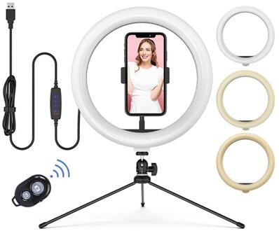 8/10/12Inch Usb Led Ring Licht Dimbare Vullen Licht 2-In-1Mobile Telefoon Houder En Zelfontspanner lamp Met Verstelbare Statief 02 160led 12duim