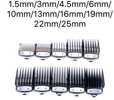 8/10Pcs Kapperszaak Styling Gids Kam Set Transparante Tondeuse Limiet Kam 1.5/3/4.5/6/10/13/16/19/22/25Mm Sets grijs