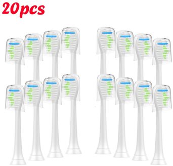 8/12/16/20Pc Tand Opzetborstels Voor HX6511 HX9362 HX6013 HX6063 HX3110 HX3212 HX6231 HX6631 HX6711 HX6721 HX8911 20stk met CAP