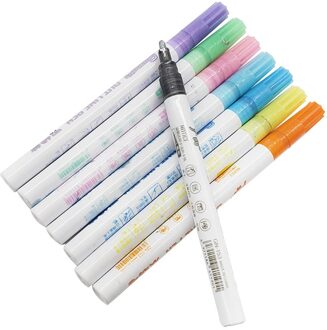 8/12 Kleur Card Schrijven Tekening Dubbele Lijn Overzicht Pen 2-Lijn Kleur Pen Set Voor Kinderen LHB99 2.0MM 8stk