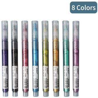 8/12 Kleuren Glitter Metallic Marker Pennen Set Verf Pennen Voor Zwart Papier Tekening Schilderen Diy Ambachtelijke Projecten Scrapbooking Metalen 8 kleuren