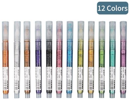 8/12 Kleuren Glitter Metallic Marker Pennen Set Verf Pennen Voor Zwart Papier Tekening Schilderen Diy Ambachtelijke Projecten Scrapbooking Metalen