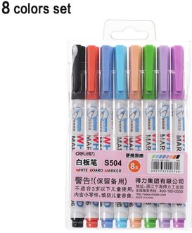 8/12 Kleuren White Board Marker Set School klaslokaal Whiteboard Pen Droog White Board Markers Ingebouwde Gum Student tekenpen 8 kleuren